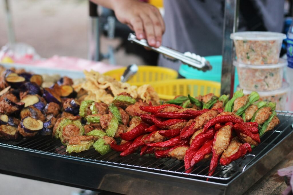 image illustrating vegetarian street food and food truck