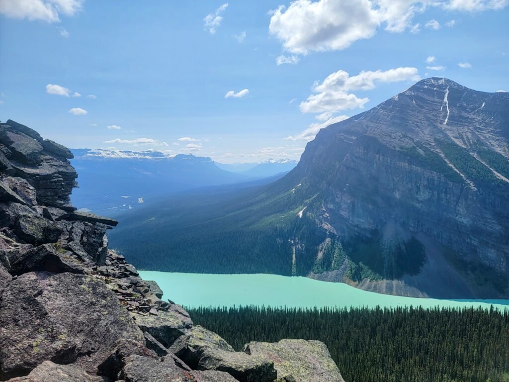 View of Lake Louise from the top of the Little Beehive Hike