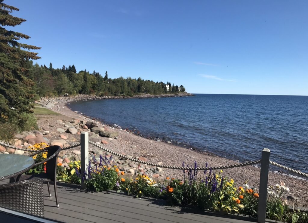 the view from the restaurant at bluefin bay