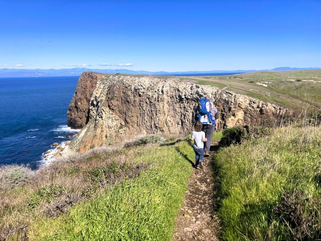 kids hiking in channel islands