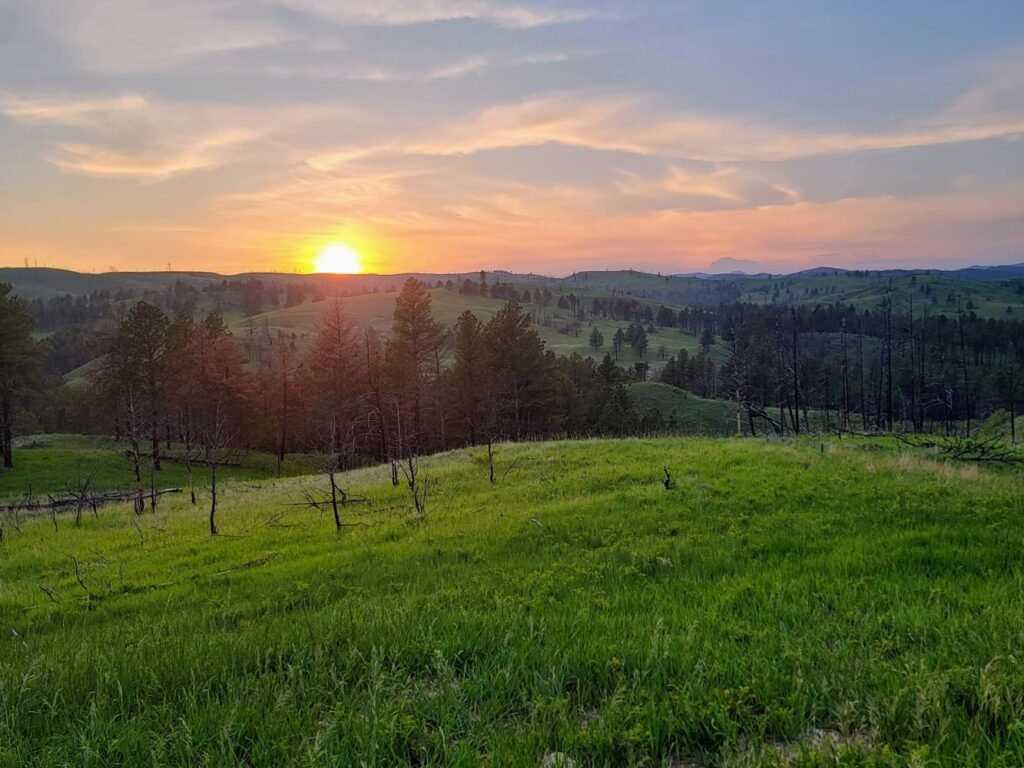 beautiful sunset over the rolling hills on the wildlife loop