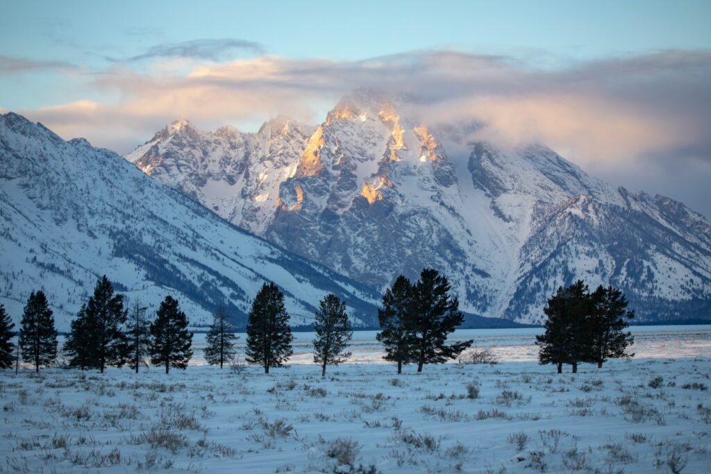 Snow on the Tetons in winter