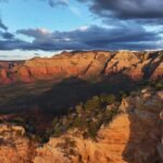 a drone image of the red rocks in sedona from above