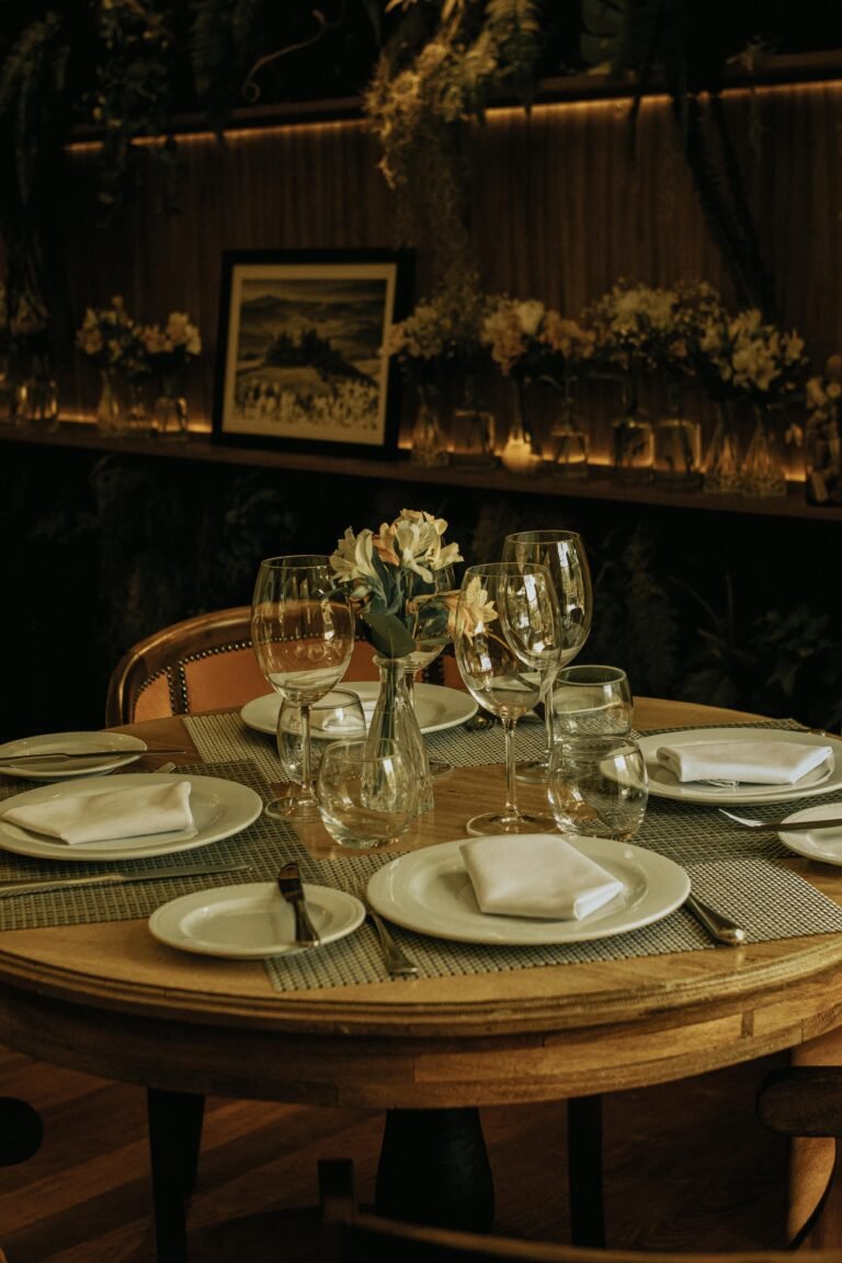 place setting in a fine dining restaurant